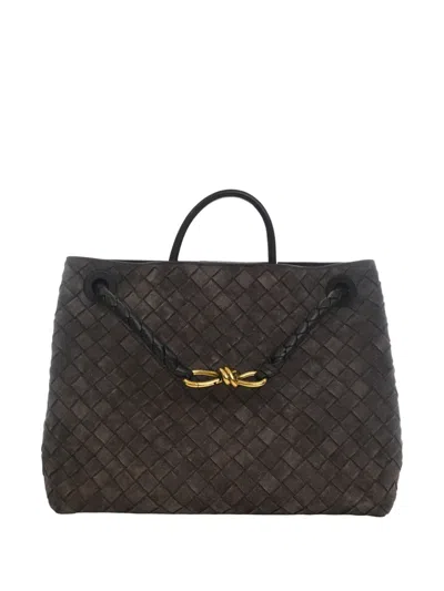 Pre-owned Bottega Veneta 2012-2026 Medium Suede Intrecciato Andiamo Bag Satchel In Brown