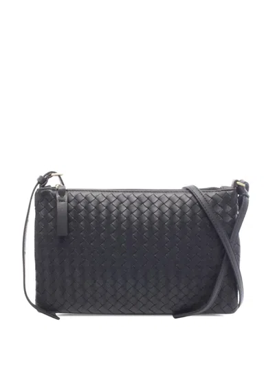 Pre-owned Bottega Veneta 2012-2026 Meidum Nappa Intrecciato Piccolo Pouch Shoulder Bag In Black