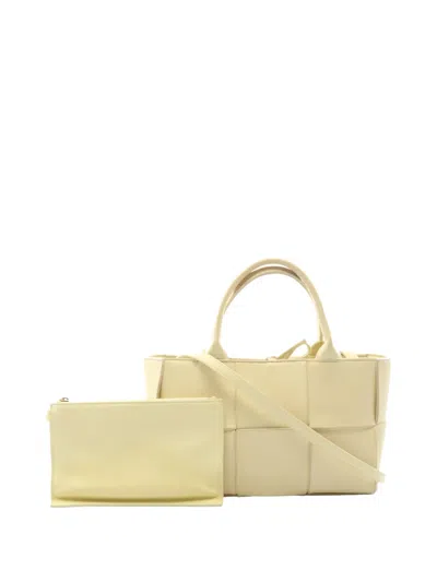 Pre-owned Bottega Veneta 2012-2026 Mini Lambskin Intreccio Arco Tote Satchel In Yellow
