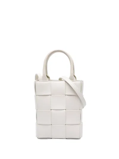 Pre-owned Bottega Veneta 2012-2026 Mini Maxi Intrecciato Nappa North South Casette Tote Satchel In White
