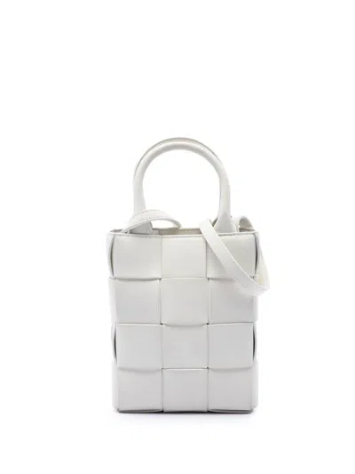 Pre-owned Bottega Veneta 2012-2026 Mini Maxi Intrecciato Nappa North South Cassette Tote Satchel In 白色