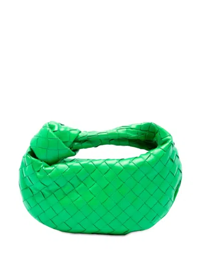 Pre-owned Bottega Veneta 2012-2026 Mini Nappa Intrecciato Jodie Hobo Bag In Green