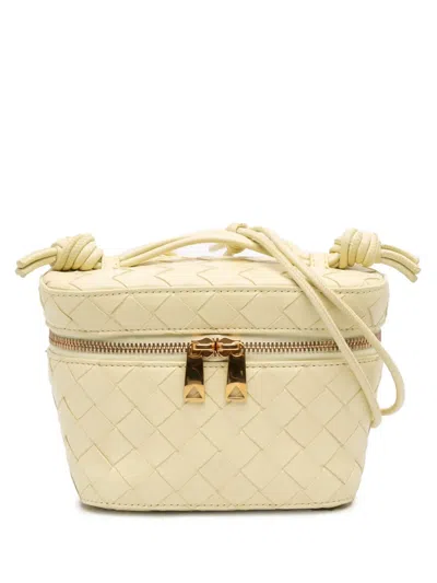 Pre-owned Bottega Veneta 2012-2026 Mini Nappa Intrecciato Vanity Case Satchel In Yellow