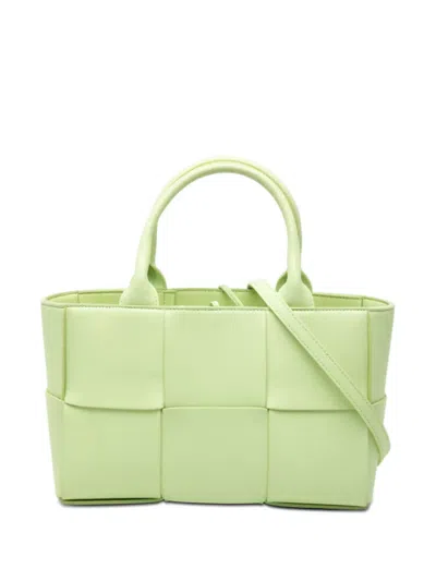 Pre-owned Bottega Veneta 2012-2026 Mini Nappa Maxi Intrecciato Arco Tote Satchel In Green