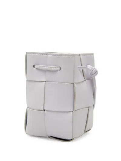 Pre-owned Bottega Veneta 2012-2026 Mini Nappa Maxi Intrecciato Cassette Bucket Bag In White