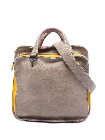 Pre-owned Bottega Veneta 2012-2026 Multicolor Pebbled Leather Double Zip Satchel In Brown