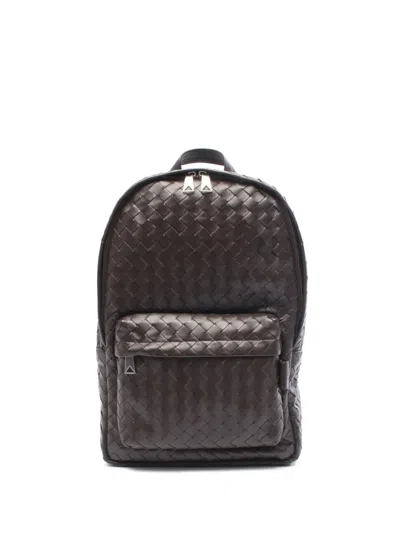 Pre-owned Bottega Veneta 2012-2026 Nappa Intrecciato Backpack In Brown
