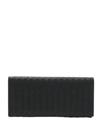 Pre-owned Bottega Veneta 2012-2026 Nappa Intrecciato Bifold Wallet Long Wallets In Black