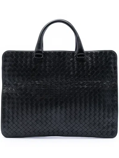 Pre-owned Bottega Veneta 2012-2026 Nappa Intrecciato Business Bag In Black
