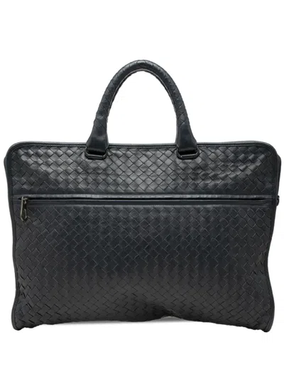 Pre-owned Bottega Veneta 2012-2026 Nappa Intrecciato Business Bag In Blue