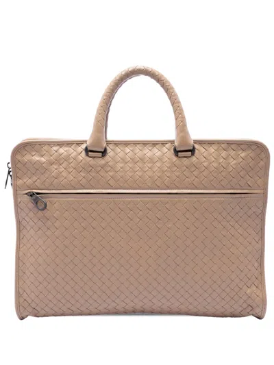 Pre-owned Bottega Veneta 2012-2026 Nappa Intrecciato Business Bag In Brown