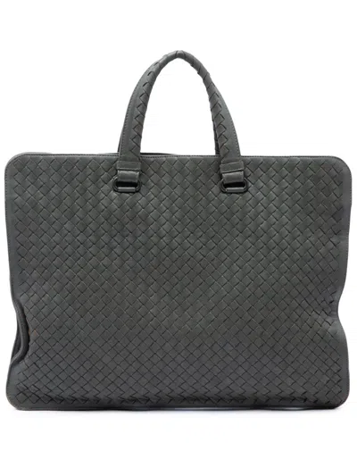 Pre-owned Bottega Veneta 2012-2026 Nappa Intrecciato Business Bag In Grey