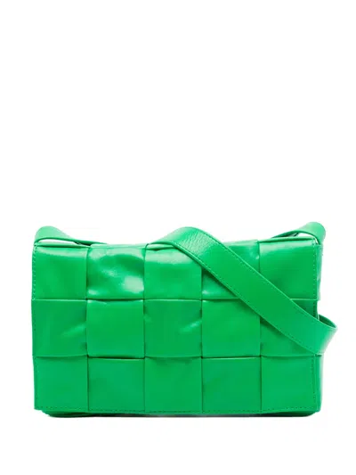 Pre-owned Bottega Veneta 2012-2026 Nappa Intrecciato Cassette Crossbody Bag In Green