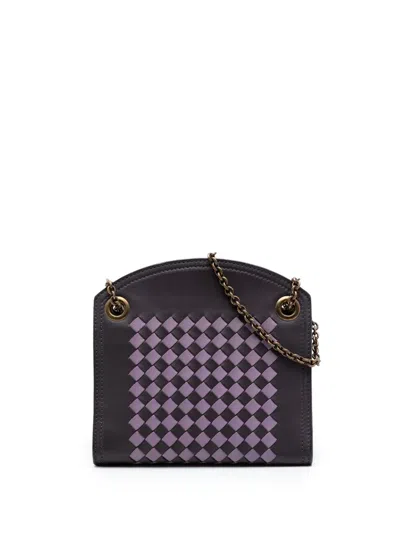 Pre-owned Bottega Veneta 2012-2026 Nappa Intrecciato Chain Wallet Shoulder Bag In Gray