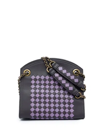 Pre-owned Bottega Veneta 2012-2026 Nappa Intrecciato Chain Wallet Shoulder Bag In Grey