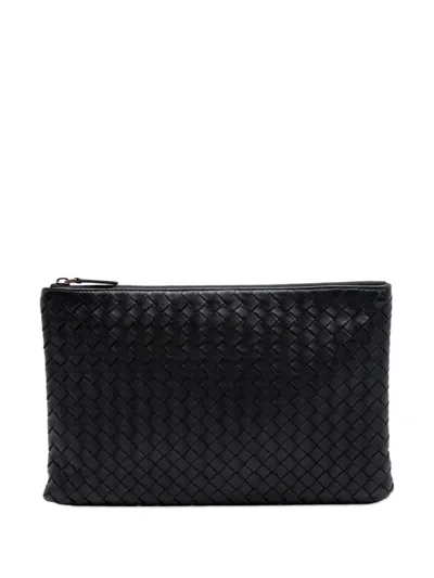 Pre-owned Bottega Veneta 2012-2026 Nappa Intrecciato Clutch Bag In Black