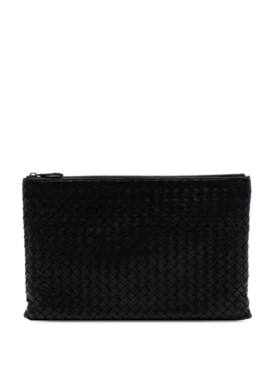 Pre-owned Bottega Veneta 2012-2026 Nappa Intrecciato Clutch Bag In Black