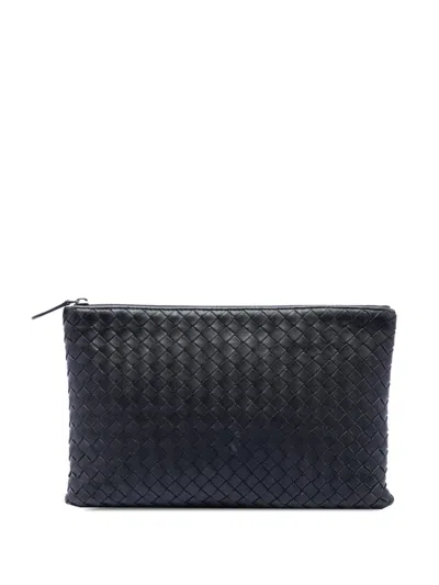 Pre-owned Bottega Veneta 2012-2026 Nappa Intrecciato Clutch Bag In Black