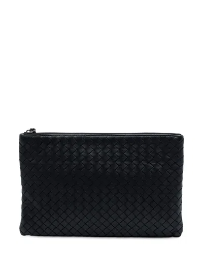Pre-owned Bottega Veneta 2012-2026 Nappa Intrecciato Clutch Bag In Black