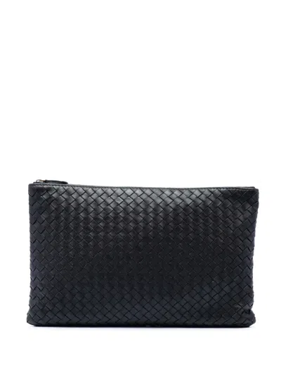 Pre-owned Bottega Veneta 2012-2026 Nappa Intrecciato Clutch Bag In Black