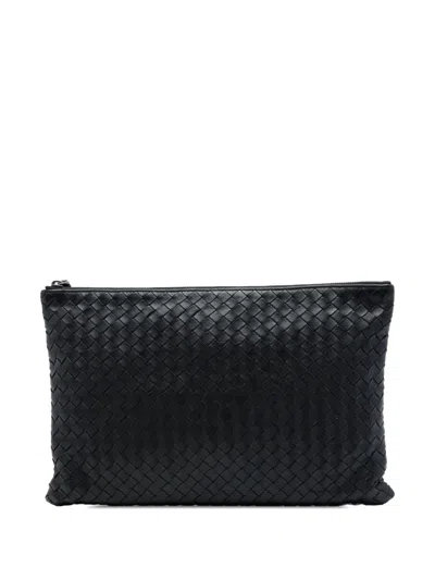 Pre-owned Bottega Veneta 2012-2026 Nappa Intrecciato Clutch Bag In Black