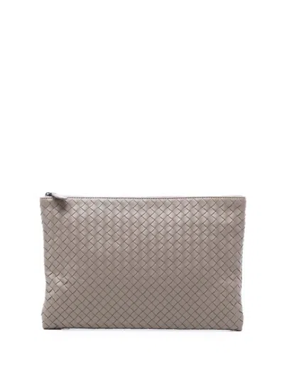 Pre-owned Bottega Veneta 2012-2026 Nappa Intrecciato Clutch Bag In Brown