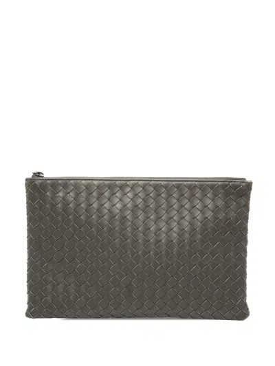 Pre-owned Bottega Veneta 2012-2026 Nappa Intrecciato Clutch Bag In Brown