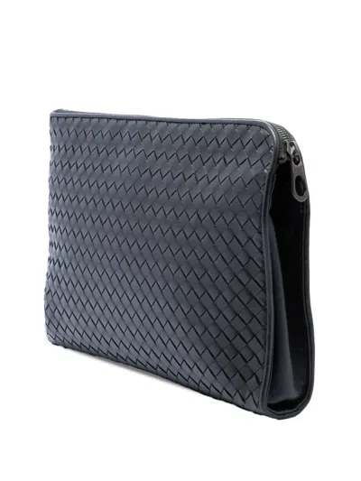 Pre-owned Bottega Veneta 2012-2026 Nappa Intrecciato Clutch Bag In Grey