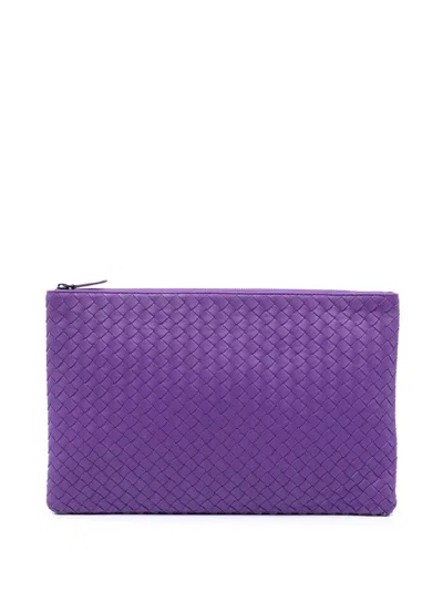 Pre-owned Bottega Veneta 2012-2026 Nappa Intrecciato Clutch Bag In Purple