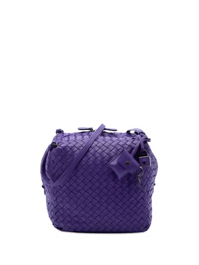 Pre-owned Bottega Veneta 2012-2026 Nappa Intrecciato Cube Crossbody Bag In Purple