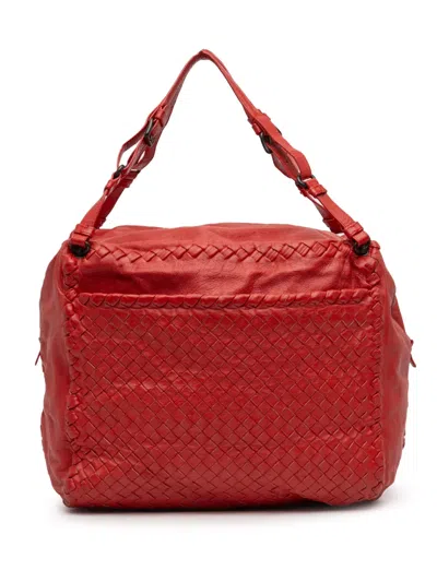 Pre-owned Bottega Veneta 2012-2026 Nappa Intrecciato Cube Tote Bag In Red