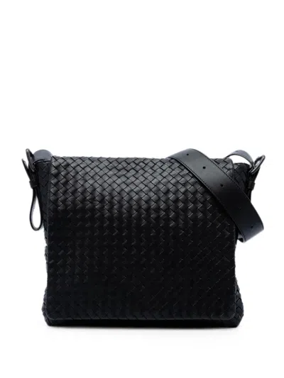 Pre-owned Bottega Veneta 2012-2026 Nappa Intrecciato Flap Crossbody Bag In Brown