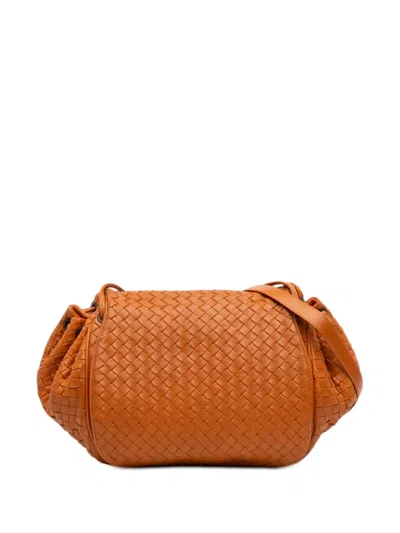Pre-owned Bottega Veneta 2012-2026 Nappa Intrecciato Flap Crossbody Bag In Orange
