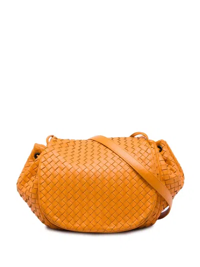 Pre-owned Bottega Veneta 2012-2026 Nappa Intrecciato Flap Crossbody Bag In Orange