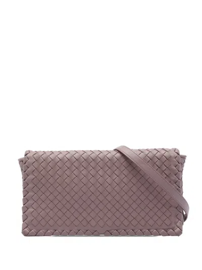 Pre-owned Bottega Veneta 2012-2026 Nappa Intrecciato Flap Crossbody Bag In Pink