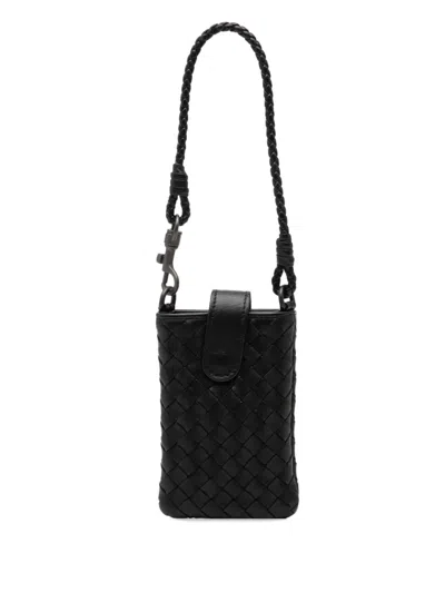 Pre-owned Bottega Veneta 2012-2026 Nappa Intrecciato Holder Phone Case In Black