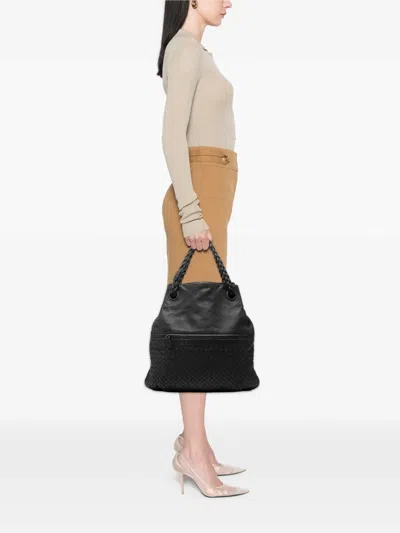 Pre-owned Bottega Veneta 2012-2026 Nappa Intrecciato Julie Tote Bag In Black