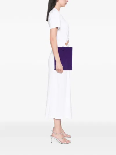 Pre-owned Bottega Veneta 2012-2026 Nappa Intrecciato Laptop Sleeve Clutch Bag In Purple
