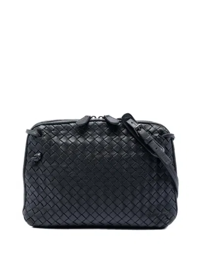 Pre-owned Bottega Veneta 2012-2026 Nappa Intrecciato Nodini Crossbody Bag In Black