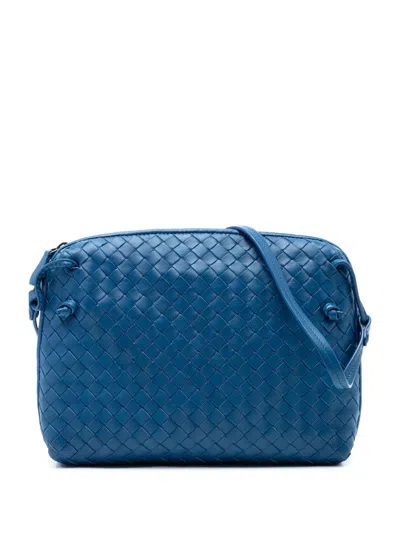 Pre-owned Bottega Veneta 2012-2026 Nappa Intrecciato Nodini Crossbody Bag In Blue