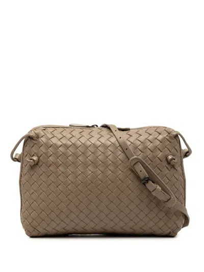Pre-owned Bottega Veneta 2012-2026 Nappa Intrecciato Nodini Crossbody Bag In Brown
