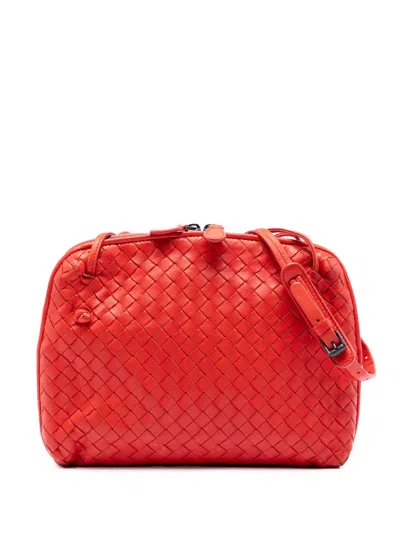 Pre-owned Bottega Veneta 2012-2026 Nappa Intrecciato Nodini Crossbody Bag In Orange