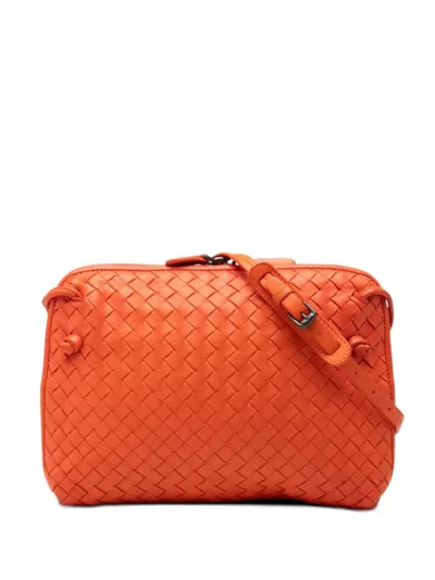 Pre-owned Bottega Veneta 2012-2026 Nappa Intrecciato Nodini Crossbody Bag In Orange