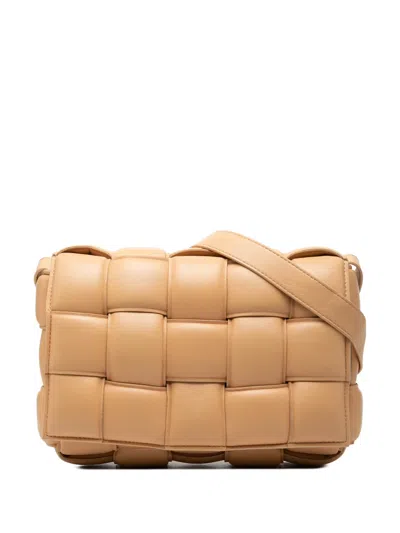 Pre-owned Bottega Veneta 2012-2026 Nappa Intrecciato Padded Cassette Crossbody Bag In Brown