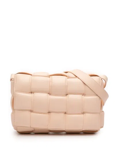 Pre-owned Bottega Veneta 2012-2026 Nappa Intrecciato Padded Cassette Crossbody Bag In Pink