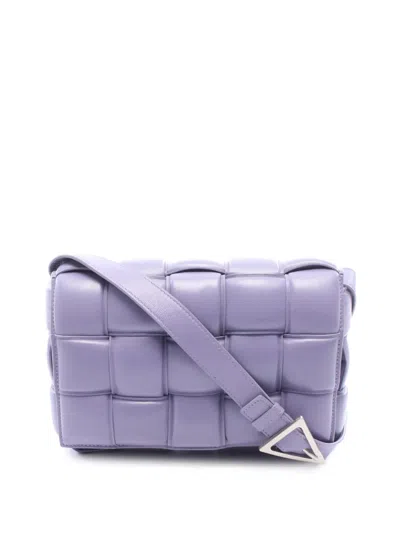 Pre-owned Bottega Veneta 2012-2026 Nappa Intrecciato Padded Cassette Crossbody Bag In Purple