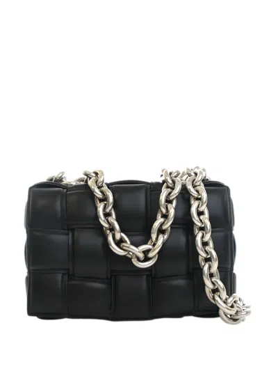 Pre-owned Bottega Veneta 2012-2026 Nappa Intrecciato Padded Chain Cassette Satchel In Black