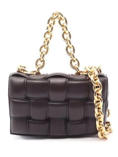 Pre-owned Bottega Veneta 2012-2026 Nappa Intrecciato Padded Chain Cassette Satchel In Brown