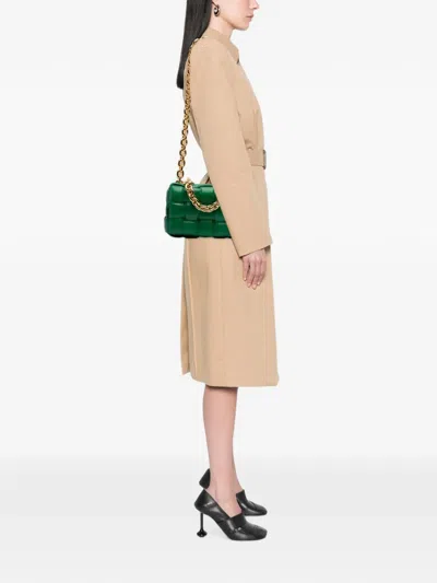 Pre-owned Bottega Veneta 2012-2026 Nappa Intrecciato Padded Chain Cassette Satchel In Green