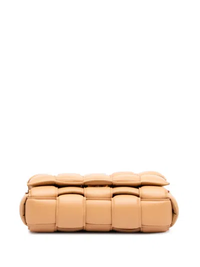Pre-owned Bottega Veneta 2012-2026 Nappa Intrecciato Padded Chain Cassette Satchel In Neutrals